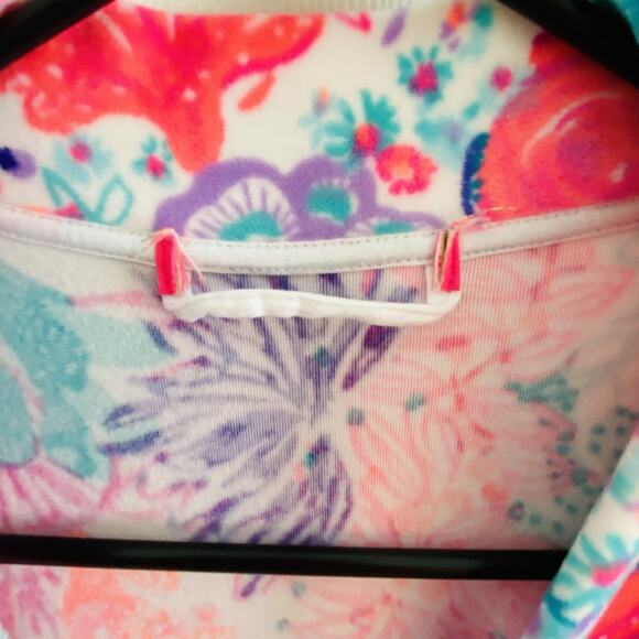 Lilly Pulitzer Floral Robe Womens L Seaside Carnivale Velour Elaine preppy comfy - Picture 2 of 4